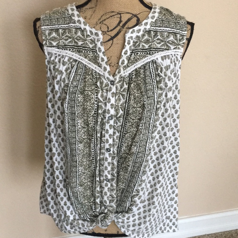 Sleeveless blouse khaki/white XL